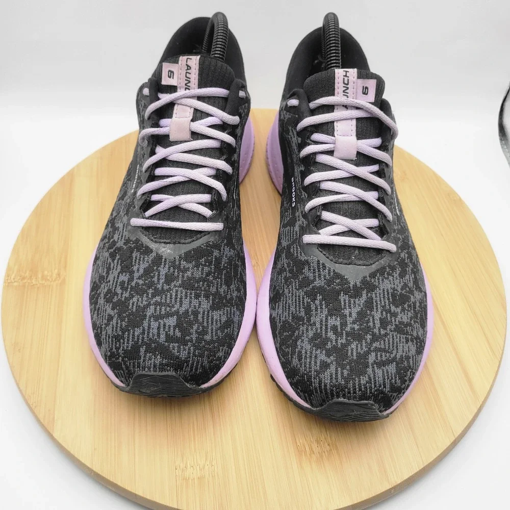 Brooks Launch 6 Womens Running Shoes Black Grey Purple 1202851B092 Size 9.5